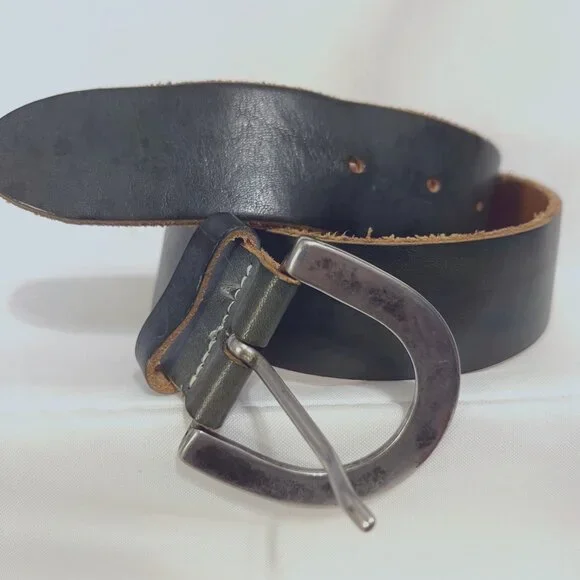 Fabio Corti-Women's Small Distressed Green Genuine Leather Made in Italy Belt - Picture 2 of 16